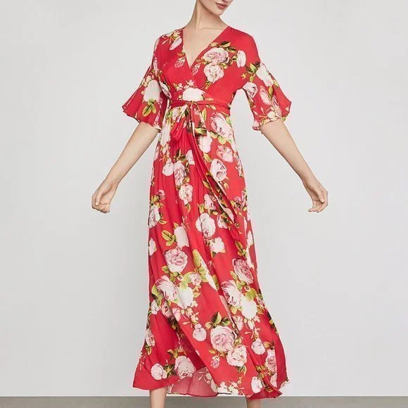BCBG Scarlett Rose Floral Flutter Maxi Dress XS - Picture 1 of 17